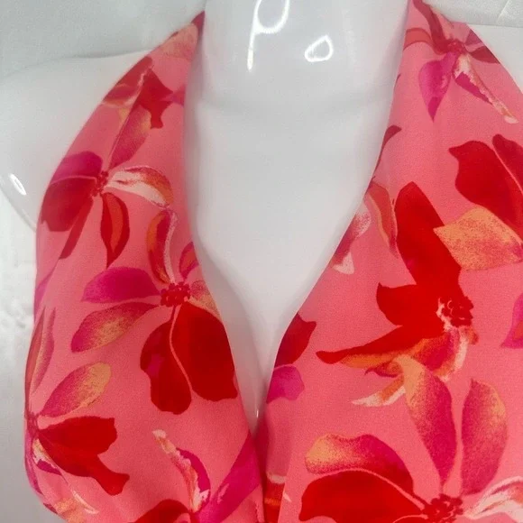 Madden NYC floral‎ flare halter dress with gathered waist size Large - Picture 3 of 12